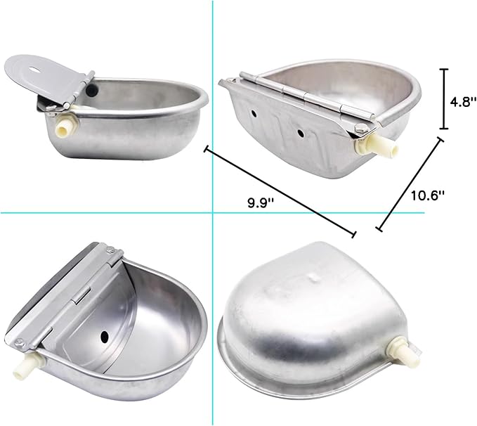 Automatic Dog Water Bowl Dispenser with Float Valve, 304 Stainless Steel Livestock Water Dispenser for Dog Horse Goat Pig Cow Livestock Water Bowl Kit Automatic Horse Waterer Bowl with Pipe Hose