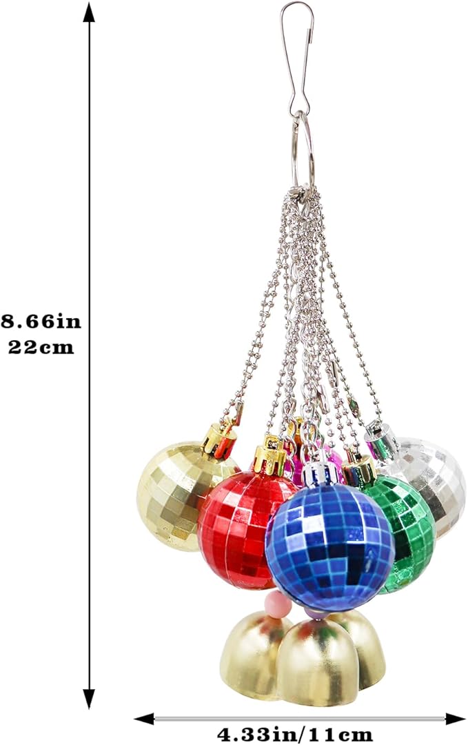Jinkoozz Bird Toys - Parrot Ball With Bells, Colorful Chewing Toys, Cage Accessories for Parakeets, Cockatiels
