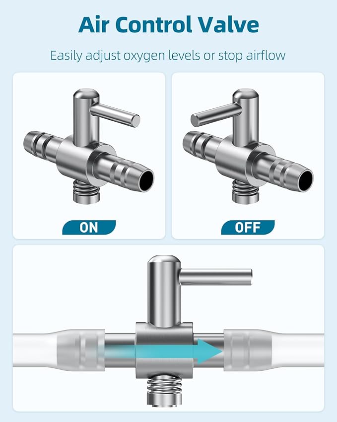 Pawfly 100 Feet Fish Tank Airline Tubing, Aquarium Tubing, Aquarium Air Pump Accessories Kit with Check Valves, Air Stones, Air Control Valves, Suction Cups and Connectors