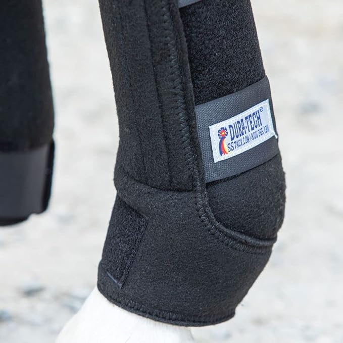 Dura-Tech Fast Wrap Polo Wraps for Horses | Size Medium | Color Black | Horse Leg Protection | One Piece Construction | Conforming Fit | Enhanced Support | Secure Hook & Loop Straps