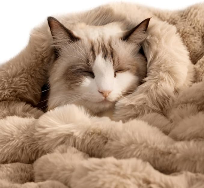 Dog Blanket Ultra Soft Fuzzy Faux Fur Cat Blankets for Indoor Cats Ultra Soft Plush Faux Fur Machine Washable Reversible Pet Throw Protector for Couch Furniture 28"X 22" Latte Coffee