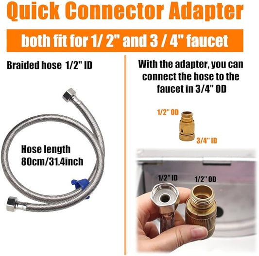 Automatic Animal Drinking Water Bowl with Float Valve and Drainage Hole, 304 Stainless Steel Livestock Dispenser Waterer Kits Included Water Hose, 3/4''Adaptor, Float Valves Mounting Bolts (1 Set)