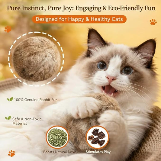 WRSFXV 16Pcs Rabbit Fur Ball Cat Toy, 2026 New Soft Fluffy Cat Toy Ball, Furry Catnip Toy Ball — Soft, Washable & Fun to Chase, for Bunny Kicks & Chase Games, for Indoor Exercise & Bonding (16)