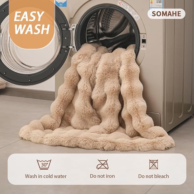 Dog Blanket Ultra Soft Fuzzy Faux Fur Cat Blankets for Indoor Cats Ultra Soft Plush Faux Fur Machine Washable Reversible Pet Throw Protector for Couch Furniture 28"X 22" Latte Coffee