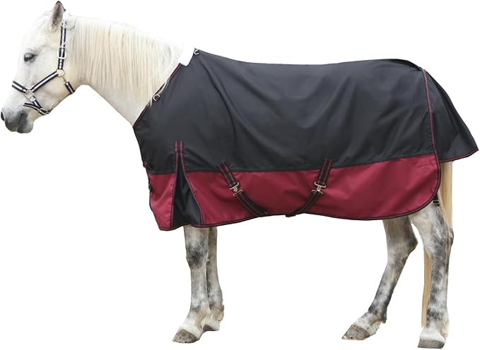 1200D Ripstop Waterproof Breathable Horse Blanket (0g No Fill), Lightweight Turnout Rain Sheet, Keeps Dry in Mud & Wet Weather Blackwine 81"