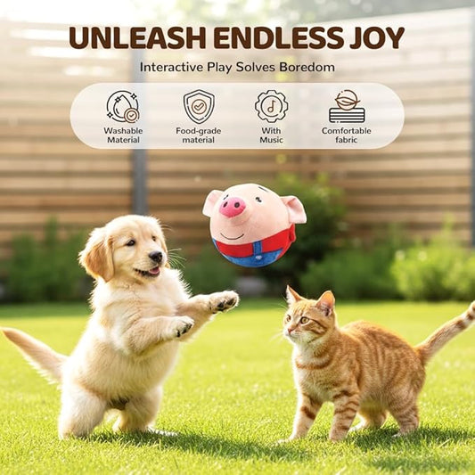 Interactive Dog Toys, 2026 New Active Moving Squeaky Dog Ball with Talking Sound, Rechargeable Washable Plush Toy (2PCS)