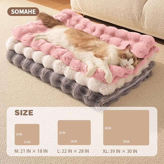 Dog Blanket Ultra Soft Fuzzy Faux Fur Cat Blankets for Indoor Cats Ultra Soft Plush Faux Fur Machine Washable Reversible Pet Throw Protector for Couch Furniture 28"X 22" Peach Pink