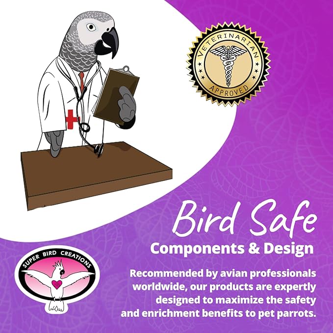 Super Bird Creations SB1183 Balsa Bot Bird Toy - for Medium Size Bird, Made of Balsa Wood with Colorful Accessories - Parrots, Ringnecks, Medium Conures - Perfect Chew Toy for Parrots - 12 x 6.5