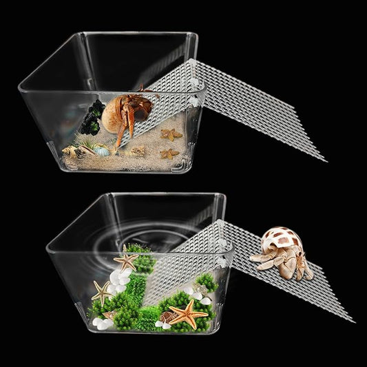 2 Packs Hermit Crab Pool - Ideal Hermit Crab Tank Combination - Pool with Cuttable Climbing Ramp