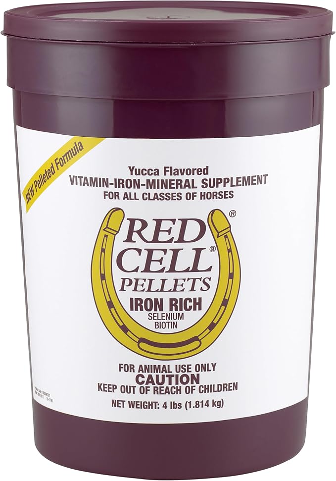 Farnam Horse Health Red Cell Pellets, Vitamin-Iron-Mineral Supplement for Horses, Helps Fill Important Nutritional Gaps in Horse's Diet, 4 lbs., 64-Day Supply (Pack of 4)
