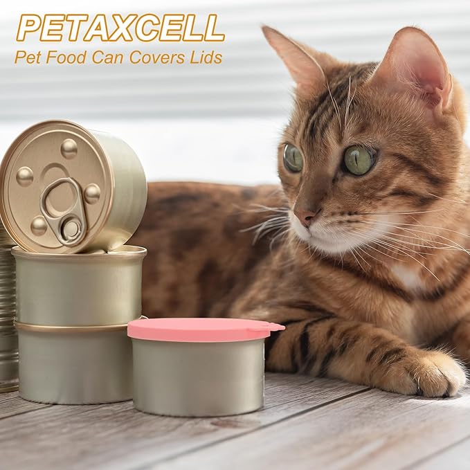 Cat Food Can Covers Lids, Dog Food Can Lids with Spoons Silicone Toppers Reusable Fits 3 Standard Sizes, (Sky Blue, 2Sets), Intended for Dog/Cat/Pet Food