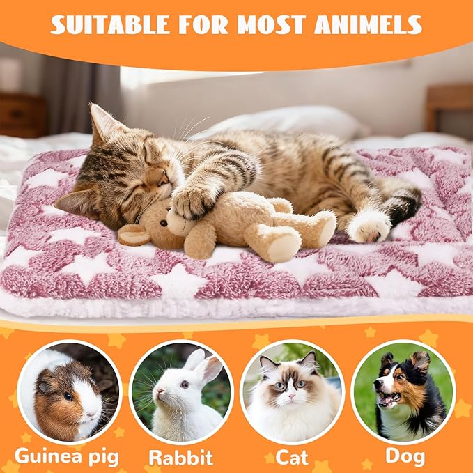 CHICAUP 2 Pcs Self Warming Cat Bed, Self Heating Pet Mat for Cats & Dogs Soft Calming Cat Bed Mat Reflects Body Heat Warm Washable Pet Pad for Crates, Floors, Indoor, Outdoor (24×16 Inch)