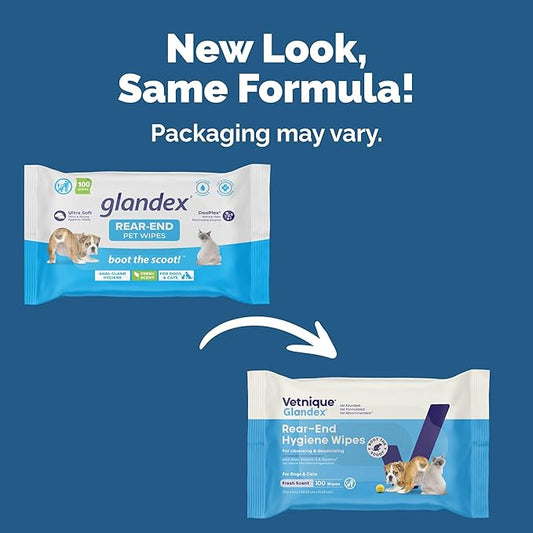 Vetnique Glandex Dog Wipes for Pets Cleansing & Deodorizing Anal Gland Hygienic Dog & Cat Wipes with Vitamin E, Skin Conditioners and Aloe Labs (100ct)