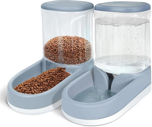 MOLOPARTY Automatic Dog Cat Feeder and Water Dispenser Gravity Food Feeder and Waterer Set with Pet Food Bowl for Small Medium Dog Puppy Kitten, Large Capacity 1 (Pet Feeder and Waterer Set)