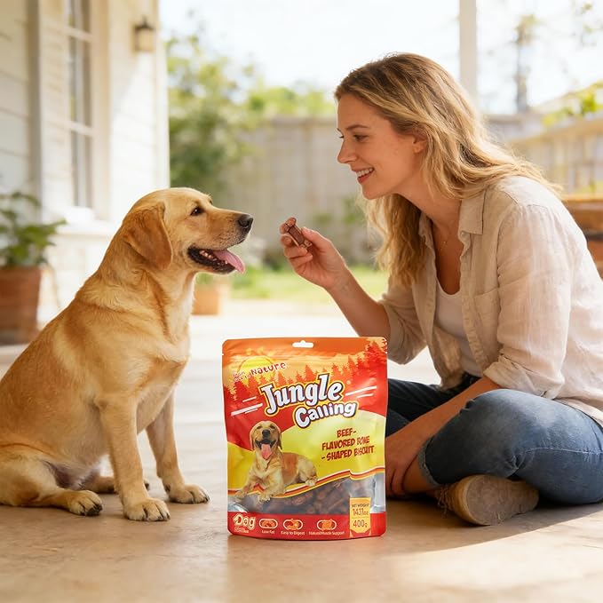 Jungle Calling Soft Dog Treats, Training Snacks with Real Beef, Chewy Dog Biscuits, Natural High Protein, Digestive Support Dog Chews, Healthy Meaty Tenders for Small & Medium Dogs, 48 Count