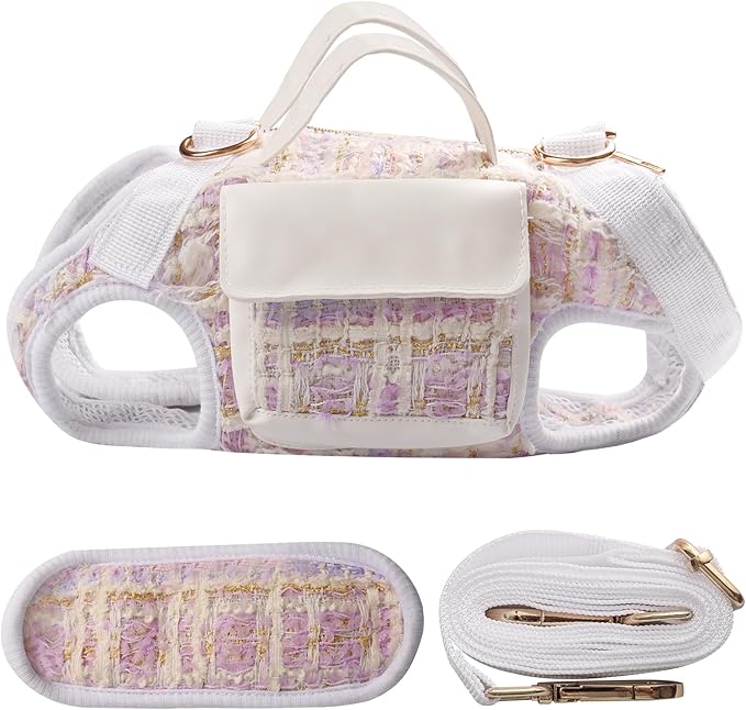 Dog Lift Harness Backpack for Small Dogs, Adjustable Straps Dog Sling Carrier for Hiking, Travel, Outdoor – Purple Small