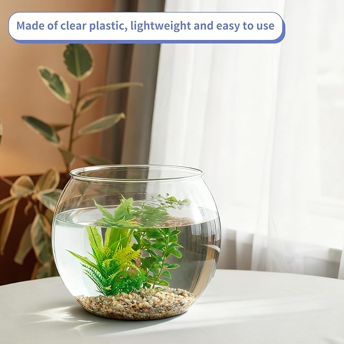 MOLIGOU 5 Gallon Plastic Fish Bowl, Large Aquarium Bowl, Shatterproof Fish Tank for Betta Fish, Goldfish, Plant Terrarium
