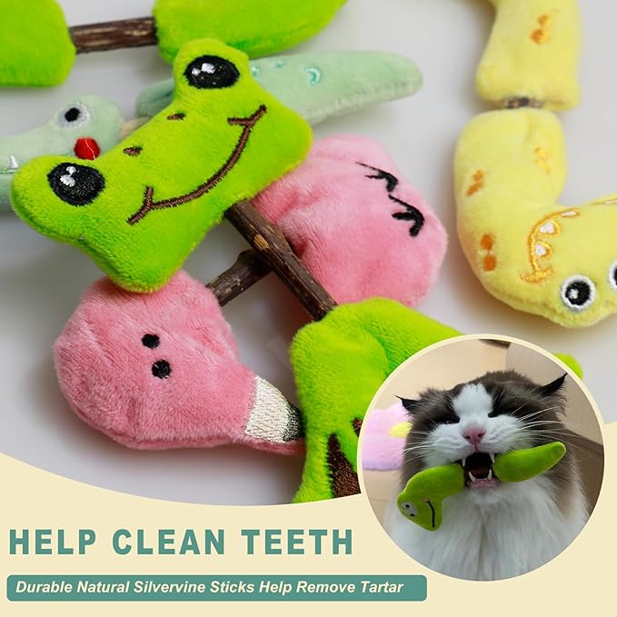 uyiixoxo Interactive Cat Toys Set, Silvervine Chew Sticks and Cat Crinkle Balls, Indoor Cat Toys for Exercise and Dental Care, for All Cat Breeds (7 Pack)
