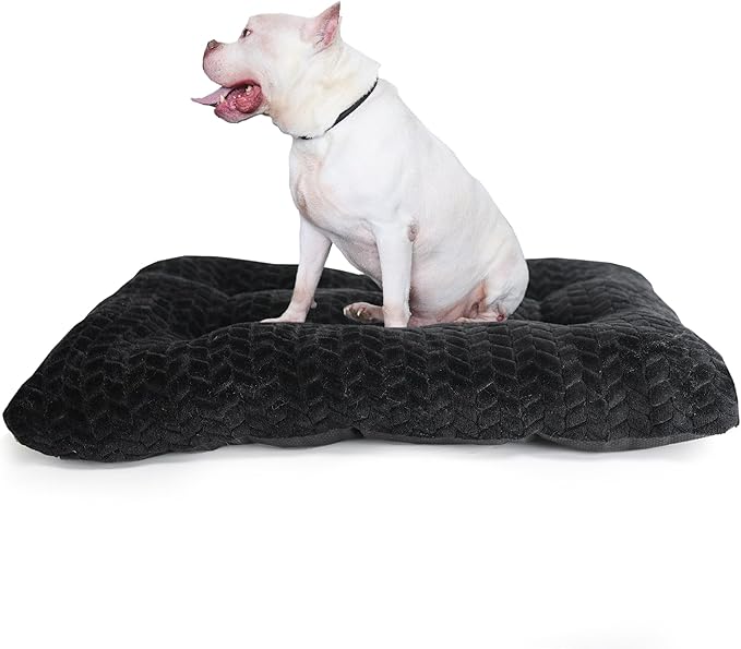 Necesitar Black Dog Crate Bed 36inch Crate Pads for Medium Large Dogs Washable Soft and Fluffy Kennel Pad with Anti-Slip Pillows Up to 70 lbs Pets,36 x 24 Black