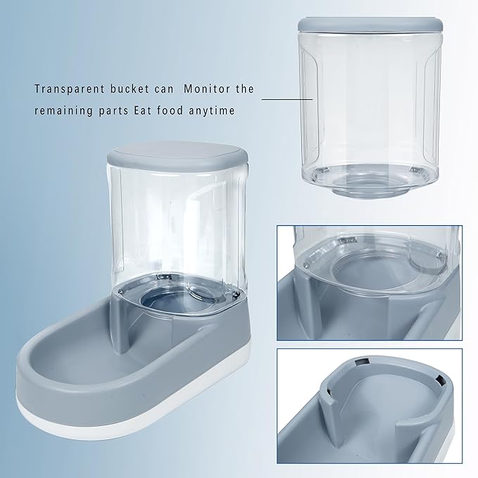MOLOPARTY Automatic Dog Cat Feeder and Water Dispenser Gravity Food Feeder and Waterer Set with Pet Food Bowl for Small Medium Dog Puppy Kitten, Large Capacity 1 (Pet Feeder and Waterer Set)