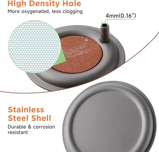 hygger Aquarium Air Stone, 2.6 Inch Nano Air Stone Makes Super Tiny Bubbles, Ultra Quiet Dissolved Oxygen Diffuser Small Airstone with Stainless Steel Base for Aquarium, Fish Tank & Hydroponic, Round