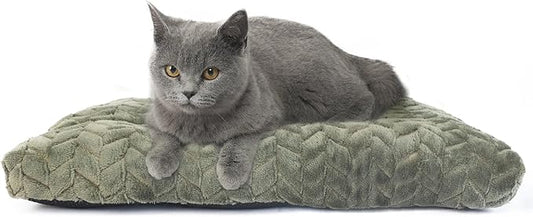 Cat Bed for Indoor Cats Washable Pillow Bed for Cages 18 inch Small Dog Bed Anti-Slip Waterproof Warming Cozy Soft Pet Puppy Olive Green