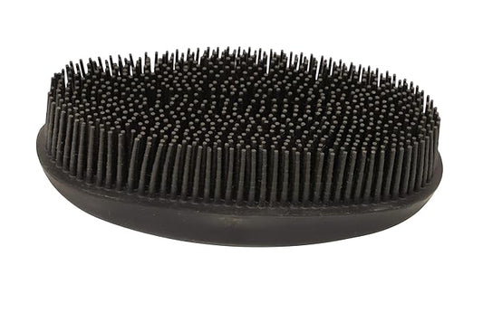 Grewal Equestrian Oval Face Grooming & Bathing Curry Brush for Horses, Dogs, Cats, & Other Pets - Very Soft Bristles (Black)