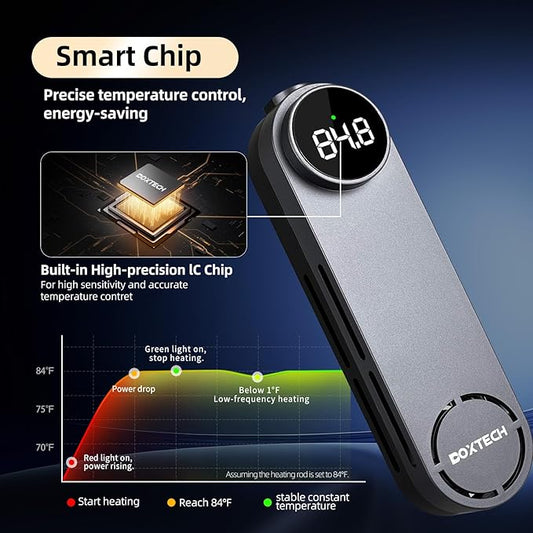 boxtech Aquarium Heater, Fish Tank Heater for 25 to 40 Gallon Tanks, 200w Submersible Water Heater with Digital Thermometer, Overheat Protection