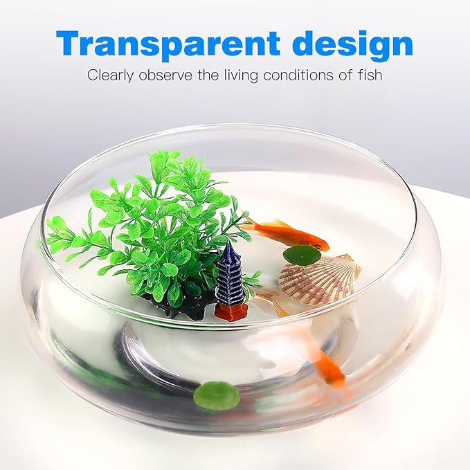 Happyyami Transparent Aquarium Tank - Multi-Function Betta Fish and Goldfish Bowl, 1 Gallon Glass Desktop Aquarium for Office Decor and Hydroponic Plants