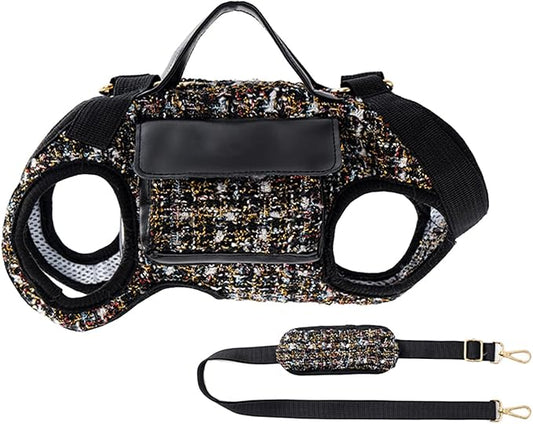 Dog Lift Harness Backpack for Small Dogs, Adjustable Straps Dog Sling Carrier for Hiking, Travel, Outdoor – Black Medium