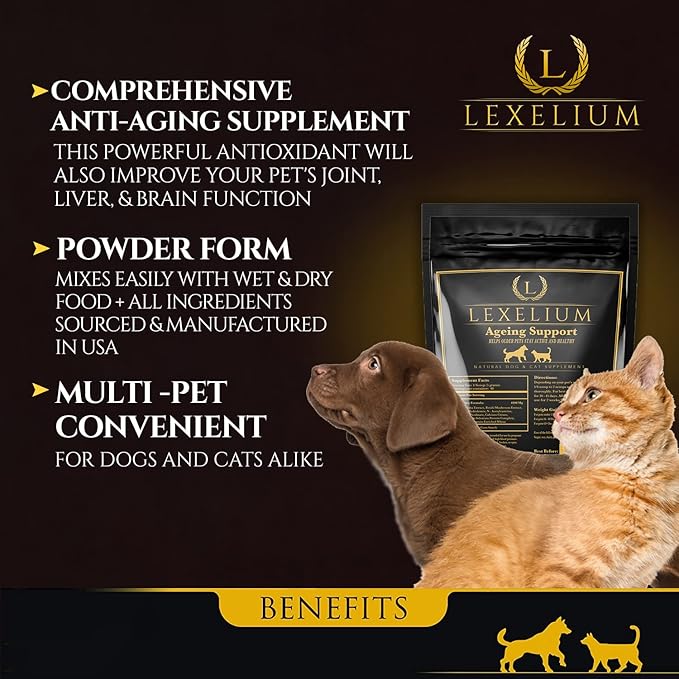 Antioxidant for Senior Dogs and Cats - Provides Comprehensive Liver, Bone, Brain and Immunity Support – Reduces Free Radicals – Organic Energy Booster for Older Dogs and Cats - 200G