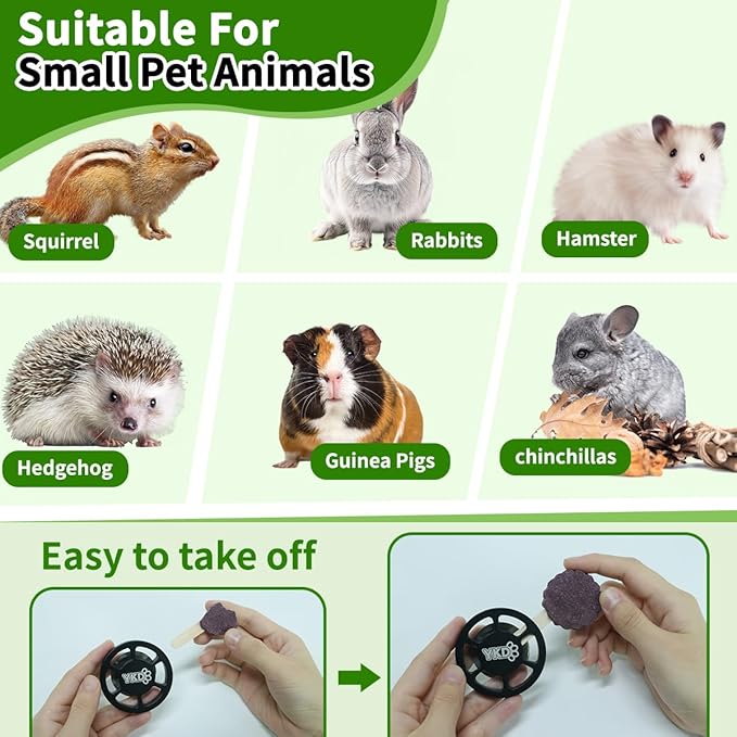 YKD Natural Timothy Hay Cookie Sticks Chew Toys for Teeth, Rotating Aluminum Alloy Chinchilla Cage Toys, Bunny Chew Treats for Rabbits, Guinea Pigs, Chinchillas (Green - Timothy)