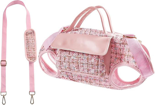 Dog Lift Harness Backpack for Small Dogs, Adjustable Straps Dog Sling Carrier for Hiking, Travel, Outdoor – Pink Large