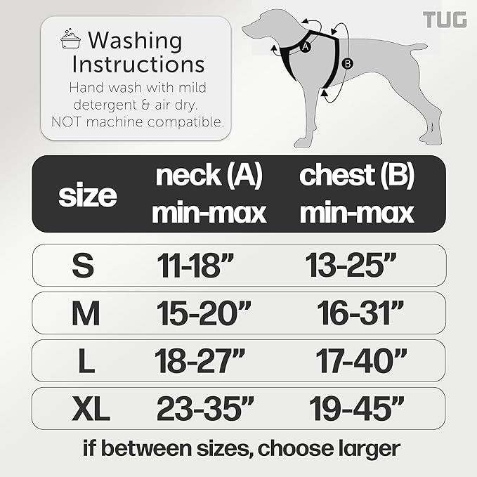 TUG Dog Harness with 2 Leash Connection Points | Adjustable, Padded, Lightweight | Handle on Back | No-Pull Front Clip (Small, Cream)