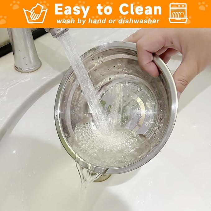 Fuliuna Heated Cat Bowl, Outdoor Heated Pet Bowl with Double Stainless Steel Bowl 23 OZ, Water Food Bowls for Cat Pet, Thermal Pet Bowl Provide Drinkable Water and Hot Food in Winter