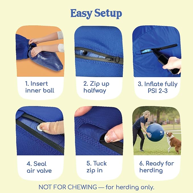 Race&Herd 25" Original XXL Herding Ball for Dogs Large - Herding Toys, Durable Outdoor Big Dog Herding Ball for Australian Shepherd, Corgis, Border Collie Ball & Other Medium to Large Breeds (Blue)