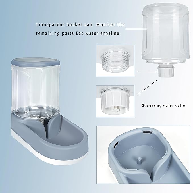 MOLOPARTY Automatic Dog Cat Feeder and Water Dispenser Gravity Food Feeder and Waterer Set with Pet Food Bowl for Small Medium Dog Puppy Kitten, Large Capacity 1 (Pet Feeder and Waterer Set)