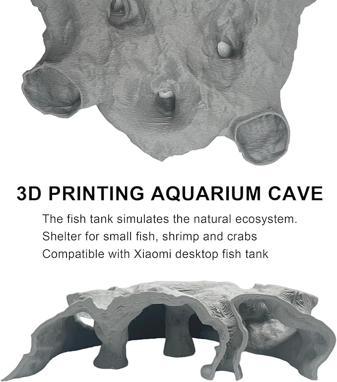 LIYAOLI Aquarium Cave Tunnel Hideout - 3D Printed Fish Tank Cave Decor for Pleco,Friendly Sinking Base Shrimp/Betta Fish Hideout for Aquarium with Viewing Ports (M - Grey)