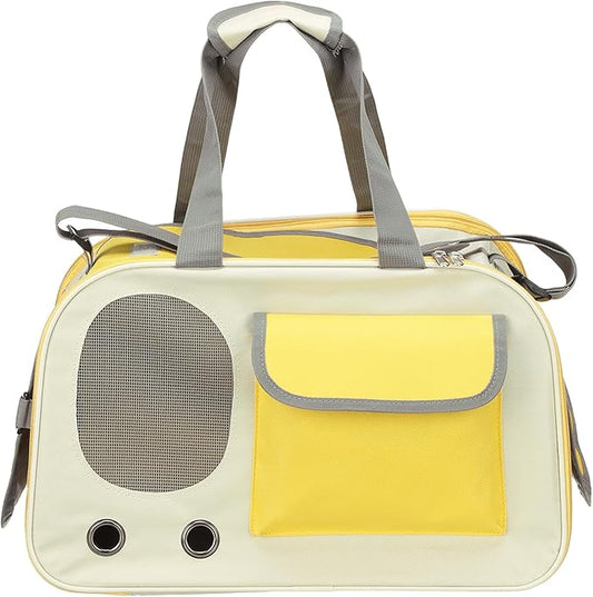 Pet Backpack Carrier, Portable Expandable and Ventilated, Oxford Cloth Dogs Cats and Small Animals Travel Bag 17.72", (Yellow, 1 Pcs), Intended for Hiking/Camping/Traveling