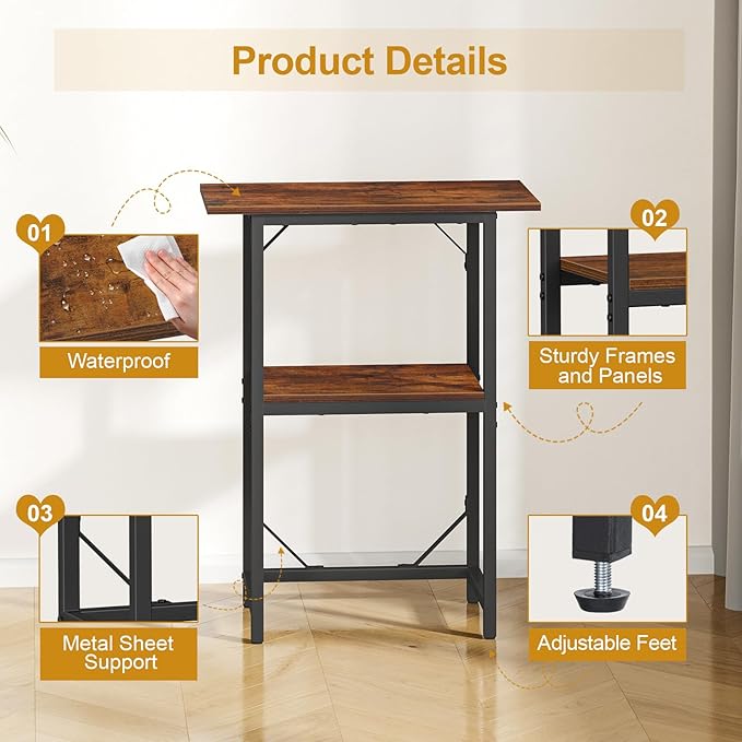 Snughome 10-20 Gallon Fish Tank Stand, Aquarium Stand 2-Tier Storage Shelves, Heavy Duty Terrarium Stand for Home Office Fish Tank Shelf, 24" L x 11.81" W x 30.71" H, Rustic Brown