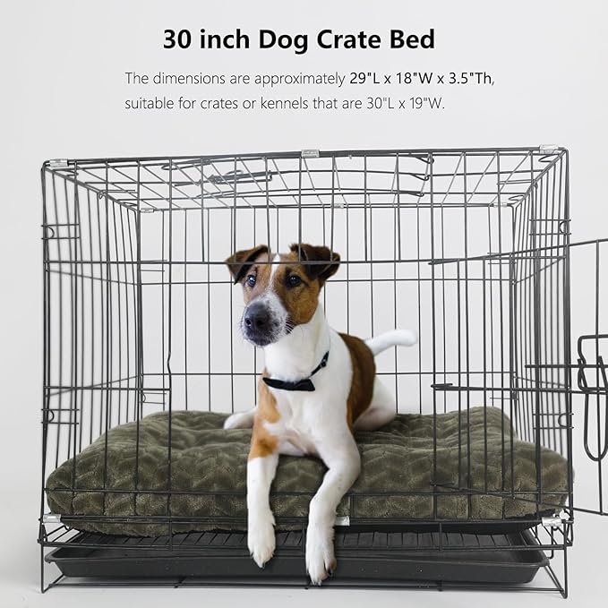 Necesitar 30 Inch Dog Crate Bed for Medium Dogs Washable Soft and Comfy Kennel Pad with Anti-Slip Comfy Sleeping Pillow Up to 40 lbs Pets,30x19 Olive Green