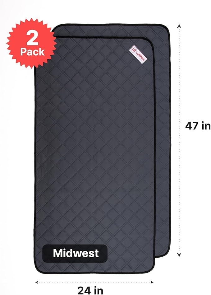 Washable Rabbit & Guinea Pig Cage Liner & Bedding for Midwest (24"x47"), 2 Pack, Easy to Clean Unlike Fleece, Waterproof, Absorbent, Non-Slip Pee Pad, Reusable Bunny Mat for Small Animals