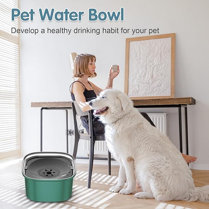 UPSKY 3L Dog Water Bowl 101oz Stainless Steel No Spill Large Capacity Dog Food Water Bowl Slow Water Feeder, Spill Proof Pet Water Dispenser Vehicle Carried Travel Water Bowls