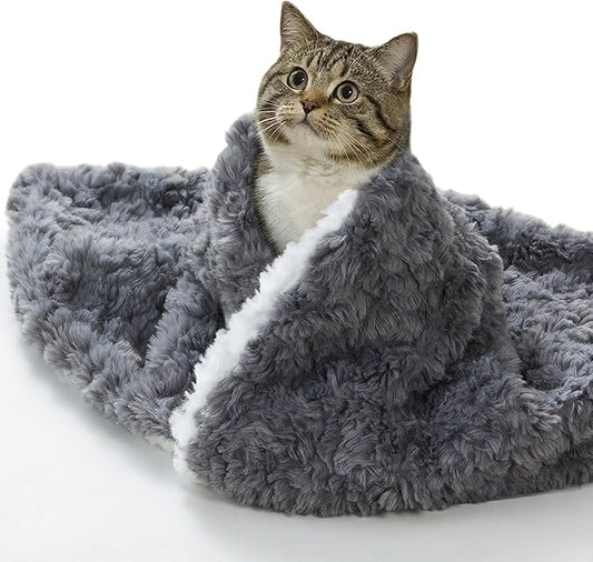 Cat Blanket for Indoor Cats Ultra-Soft Plush Small Blanket Machine Washable Cozy Calming for Kittens Cats Bed Couch Car 21"x18" Grey