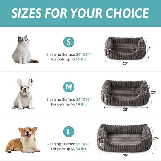 Orthopedic Dog Bed for Medium Dogs & Large Dogs - Washable Rectangle Pet Bed with Anti-Slip Bottom, Soft Calming Cat & Puppy Bed for Indoor Pets (35"x25"x8", Grey)