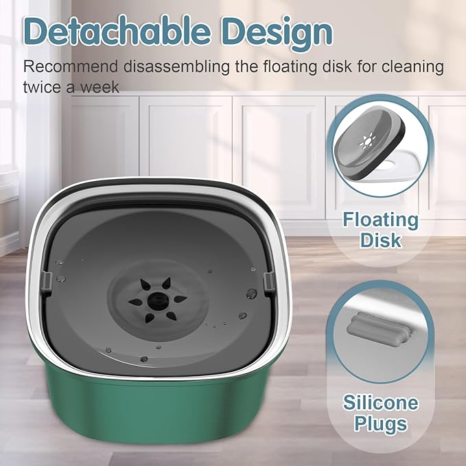 UPSKY 3L Dog Water Bowl 101oz Stainless Steel No Spill Large Capacity Dog Food Water Bowl Slow Water Feeder, Spill Proof Pet Water Dispenser Vehicle Carried Travel Water Bowls