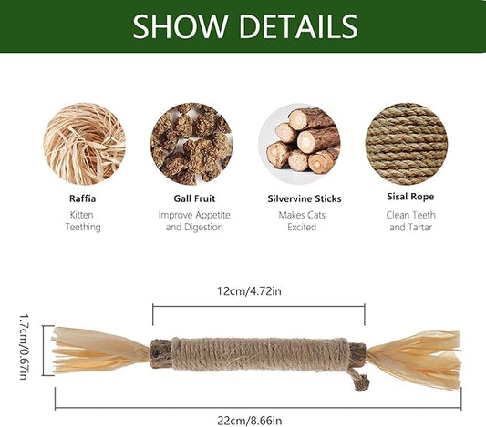 RELONGGI 6 PCS Silvervine Sticks for Cats - Natural Cat Chew Toys for Teeth Cleaning, Kitten Teething & Aggressive Chewers