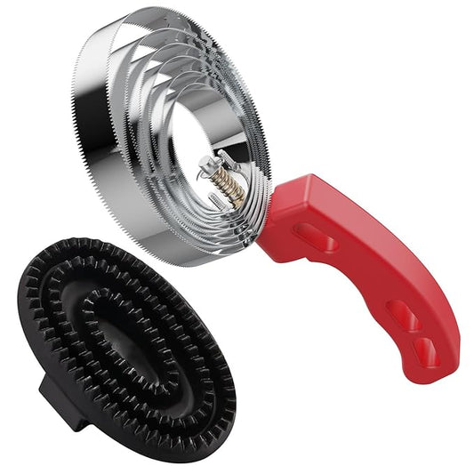 Curry Comb Kit, 6 Ring Curry Comb & Rubber Brush, Curry Comb Kit for Grooming Horses, Dogs, Goats, Cattle, Cow, Donkey Supplies