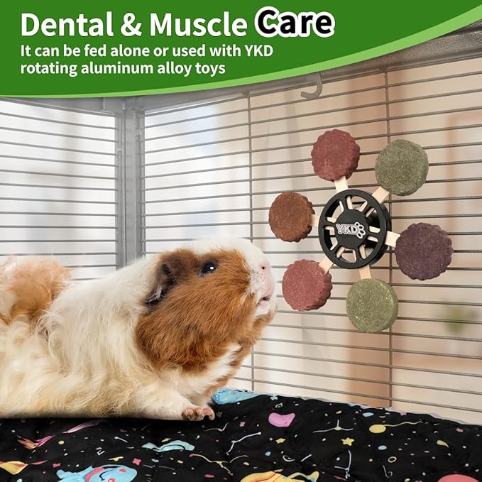 YKD Natural Timothy Hay Cookie Sticks Chew Toys for Teeth, Rotating Aluminum Alloy Chinchilla Cage Toys, Bunny Chew Treats for Rabbits, Guinea Pigs, Chinchillas (Brown - Carrot)