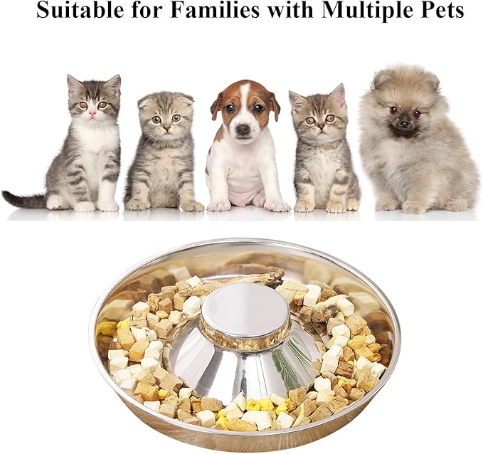Stainless Steel Pet Bowl for Puppy and Cat, Dog Food and Water Feeding Bowl, Puppies and Kittens Weaning Bowls, Multiple Dogs and Cats Eat and Drink Together (1PC, S)